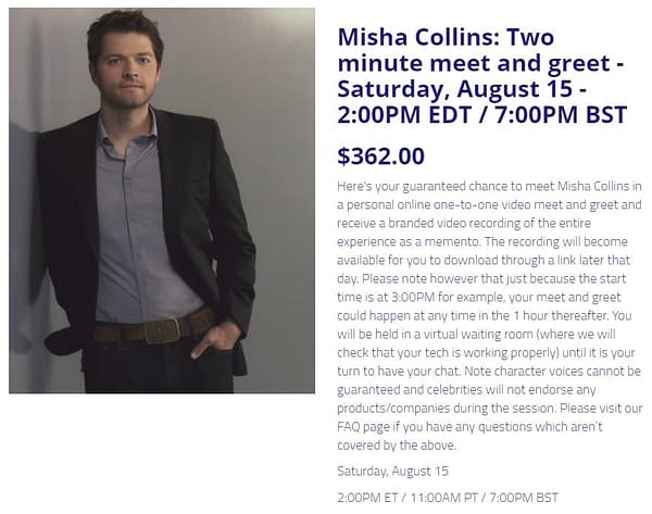 Misha Collins Costs $362 For 2 Minute Metaverse Online Meet-And-Greet