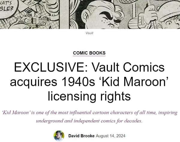 Vault Comics' License of Pep Shepard's Kid Maroon is Fake News