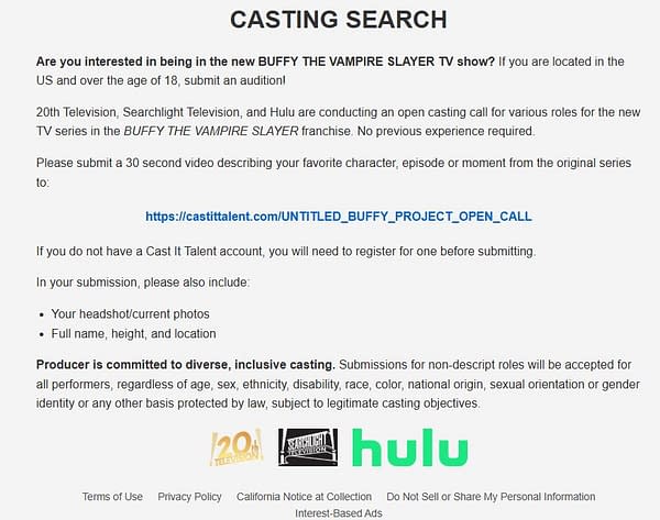 Buffy the Vampire Slayer Revival Series Open Casting Call Underway