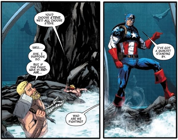 Avengers #21: Thor Plays With His Hammer in the Hot Tub While Iron Man Watches [Preview]