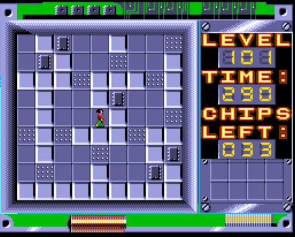 A screenshot of a puzzle level from indie publisher The Retro Room Games' version of Chip's Challenge, out soon for SNES and Sega Genesis/Mega Drive consoles.
