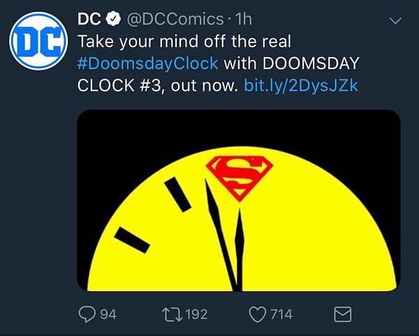 Tweeted Then Deleted &#8211; That DC Comics Doomsday Clock Tweet