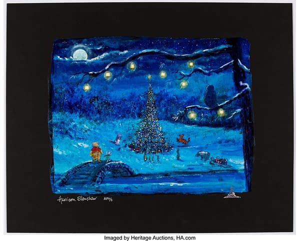 "Merry Christmas Pooh" Embellished Giclee on Paper by Harrison Ellenshaw #AP 3/3 (Walt Disney, c. 2000s). Credit: Heritage Auctions