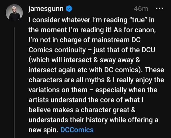 James Gunn Discusses Canon/"Elseworlds," DCU/DC Comics "Intersect"