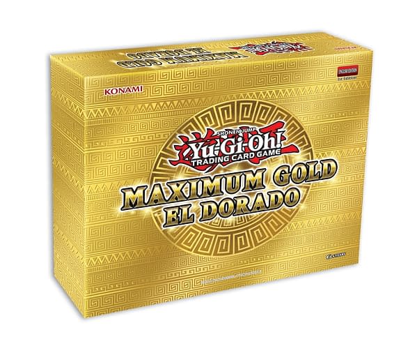 A look at the Yu-Gi-Oh! TCG Maximum Gold: El Dorado box, courtesy of Konami.