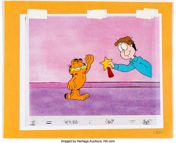 Jim Davis Collection's Garfield Christmas Production Cel. Credit: Heritage Auctions