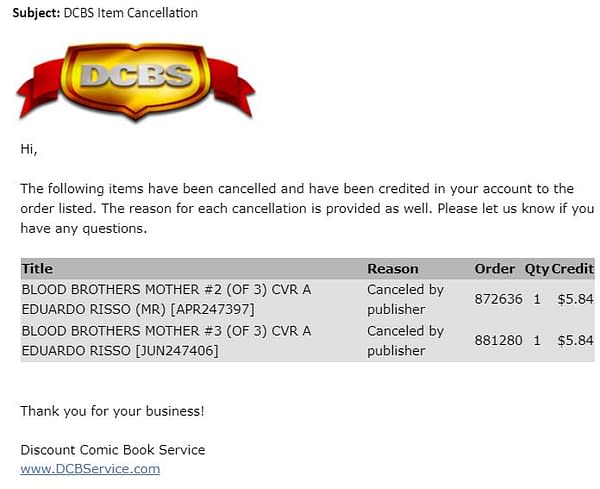 DCBS Told Readers That Dstlry Cancelled Comics When They Left Lunar