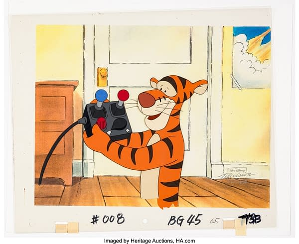 The New Adventures of Winnie the Pooh "The Good, The Bad, and The Tigger" Tigger with Model Train Console Production Cel Scene. Credit: Heritage Auctions