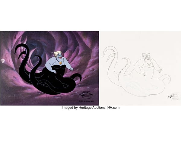 The Little Mermaid TV Series "Tale of Two Crabs" Ursula Production Cel and Animation Drawing. Credit: Heritage Auctions