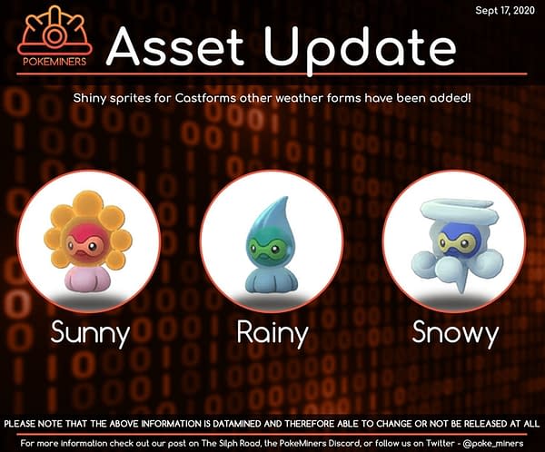 Pokémon GO to Debut Shiny Castform Variants Before Main Series. Credit: Poke Miners