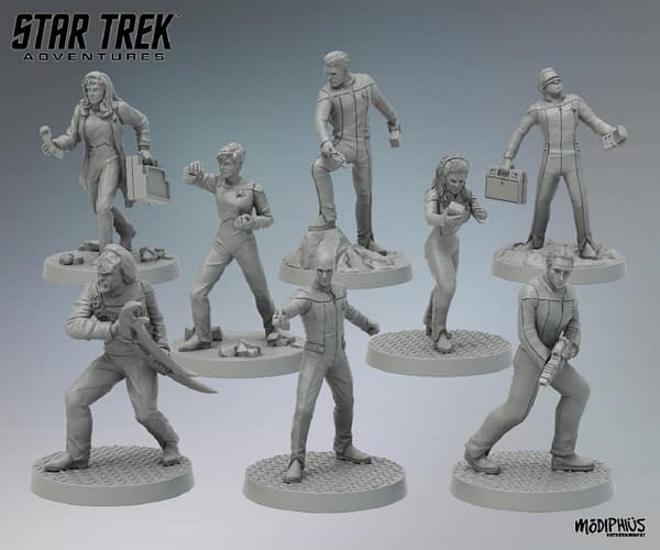 Modiphius Launches Star Trek Adventures TNG Crew Miniatures