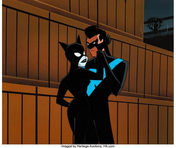 Batman: The Animated Series "You Scratch My Back" Nightwing and Catwoman Production Cel. Credit: Heritage Auctions