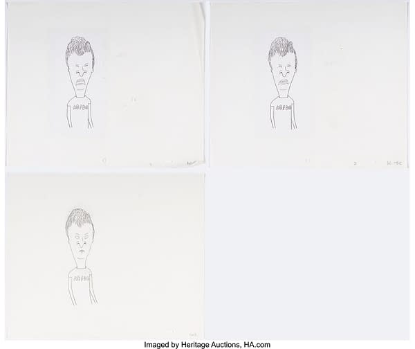 MTV's Beavis and Butt-Head Production Cel Sequence and Animation Drawings Group of 4. Credit: Heritage