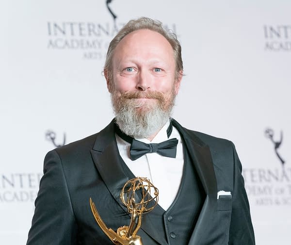 New York, NY - November 19, 2018: Lars Mikkelsen winner for the Best Performance by an Actor poses during the 46th International Emmy Awards at Hilton hotel (Shutterstock.com/lev radin)