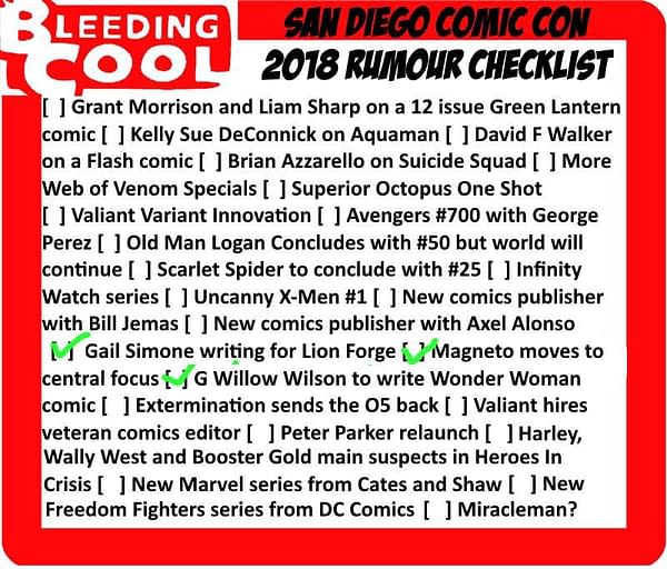 The Bleeding Cool San Diego Comic-Con 2018 Rumour Checklist