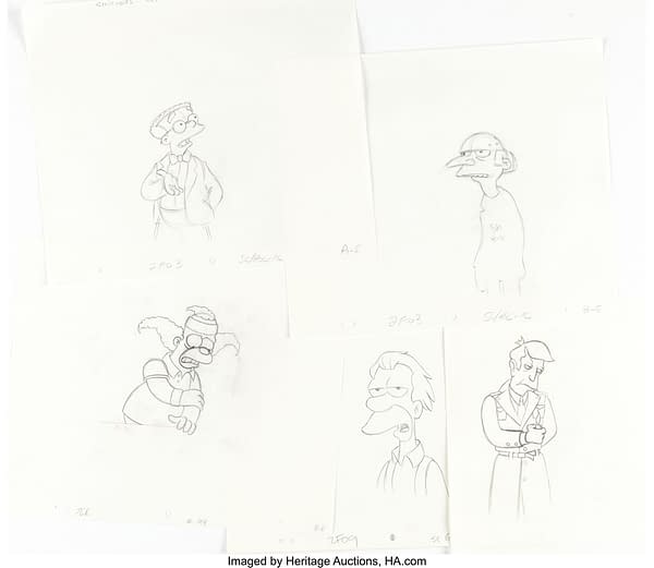 The Simpsons Treehouse of Horror XIV Production Drawings Group of 10 (20th Century Fox, c. 2000s). Credit: Heritage Auctions