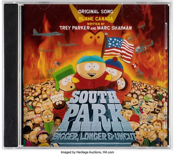 South Park: Bigger, Longer & Uncut "Blame Canada" Sheet Music and CD for Academy Voters. Credit: Heritage Auctions