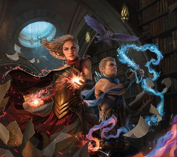 Promotional key art for Magic: The Gathering's newest set, Strixhaven: School of Mages. Illustrated by Magali Villeneuve.