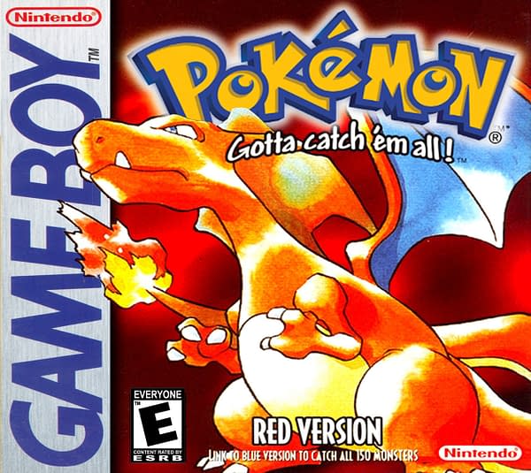 The iconic cover for Pokémon Red Version, a Game Boy game on auction right now at Heritage Auctions. Box Art by Ken Sugimori.