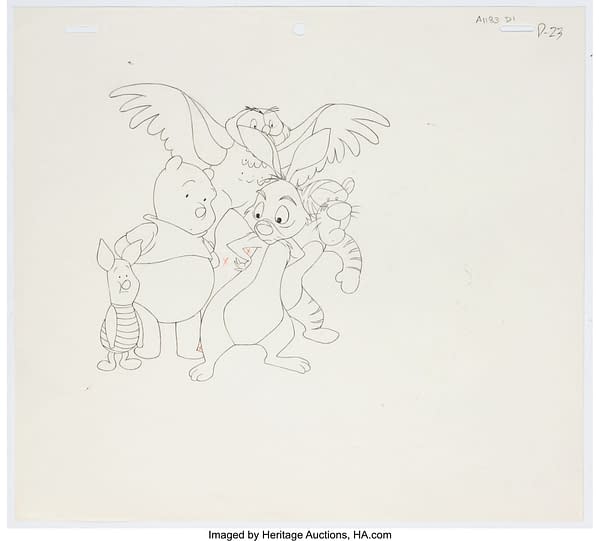 The New Adventures of Winnie the Pooh Production Cel Setup and Animation Drawing. Credit: Heritage Auctions