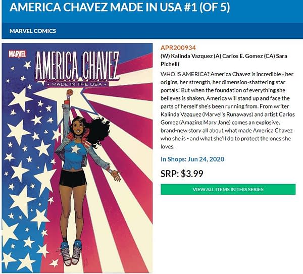 America Chavez and America Vasquez Both Get #1 in June - And Chavez Written By Vasquez