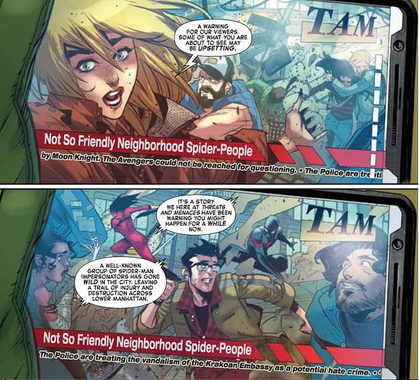 Media Reports Of Riots in Manhattan - In Amazing Spider-Man #51.LR