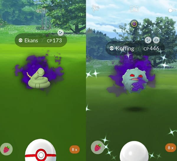 Shiny Ekans and Shiny Koffing confirmed. Credit: Reddit users PkmnTrnrJ and WillNE5m2020.