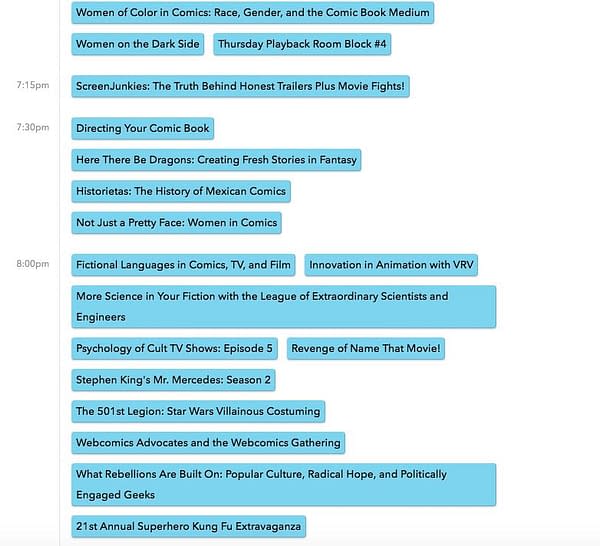 Preview Night, Thursday Schedule for SDCC 2018 are Live