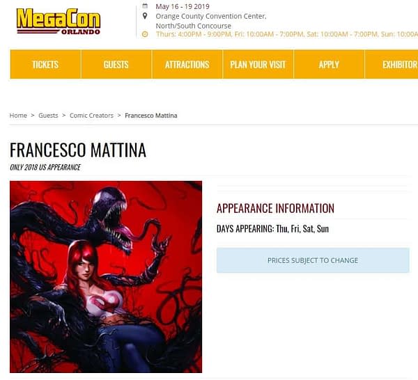 Fan Expo and Megacon Remove Francesco Mattina From Their Websites