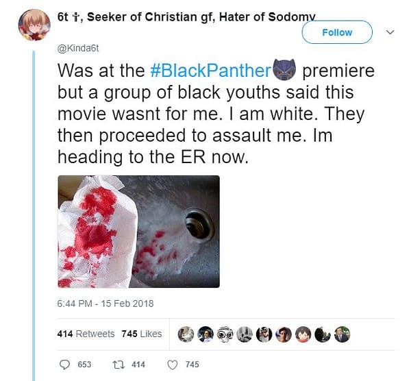 No, a White Man Wasn't Beaten Up For Wanting to See Black Panther