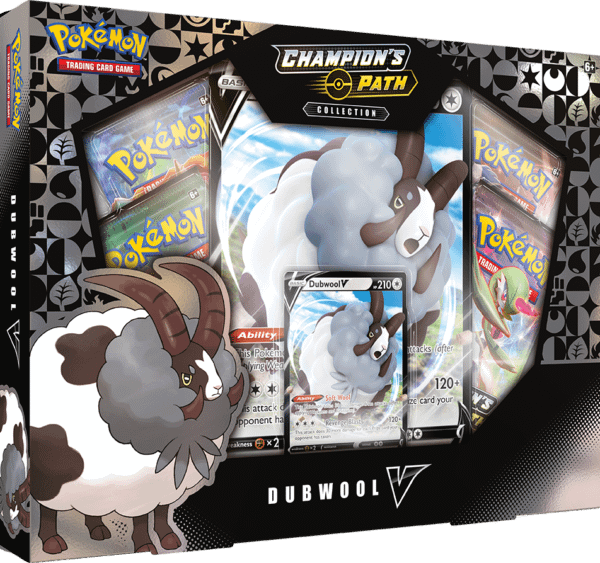The Dubwool V Collection boxed set from Champion's Path, a new expansion set for the Pokémon Trading Card Game.