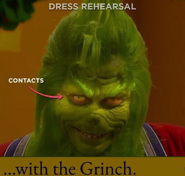 Saturday Night Live released some rehearsal footage from The Grinch sketch. (Image: NBC screencap)