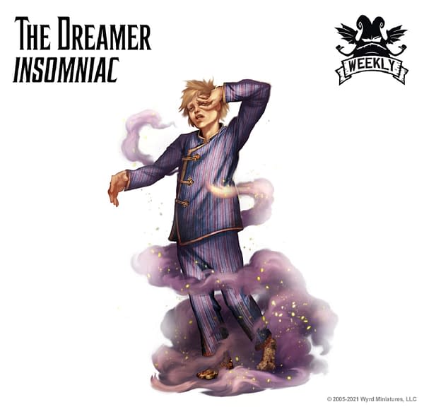 The art for The Dreamer, Insomniac, a new title for the Neverborn Master. Image attributed to Malifaux Third Edition, by Wyrd Games.
