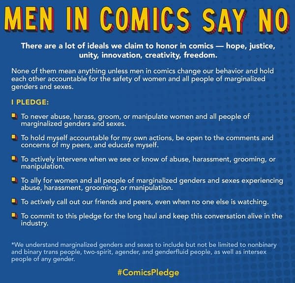 Male Comic Creators Take The #ComicsPledge - A First Step.