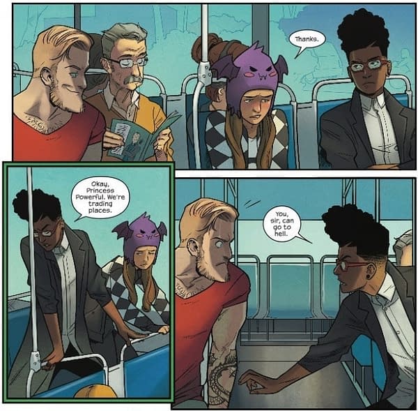 Dealing with Sexual Predators on a Bus in Runaways #19