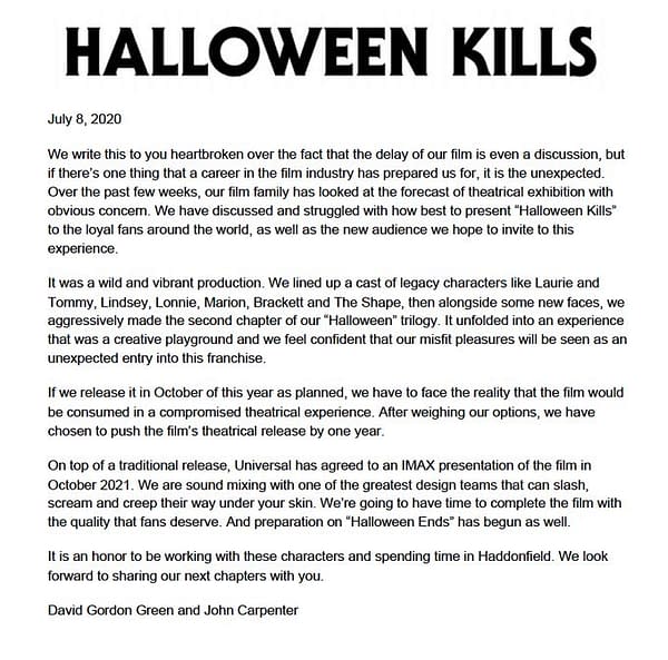 Halloween Kills Delayed A Year, Forever Purge, More Delayed As Well