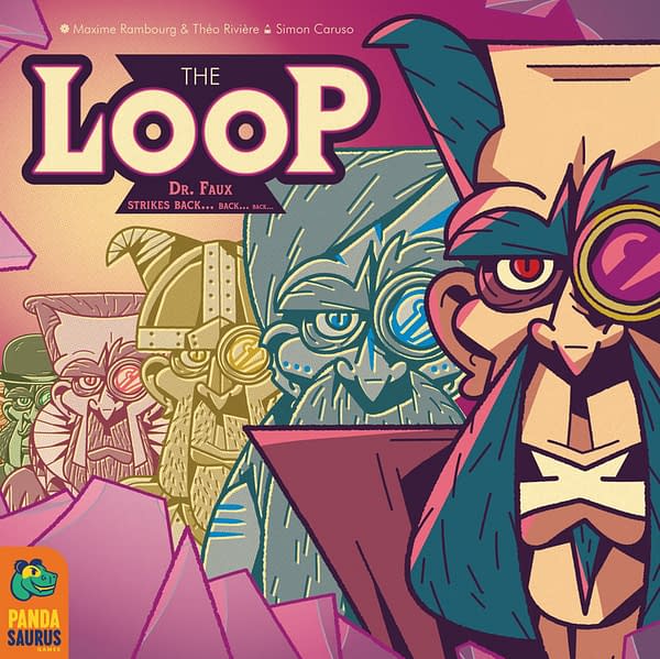The box cover for the English version of The Loop, a game by Catch Up Games and localized by Pandasaurus Games. The Loop will release in September 2021.