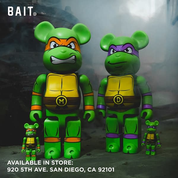 Bait Medicom TMNT Mikey and Donatello 100 and 400 Bearbrick Sets