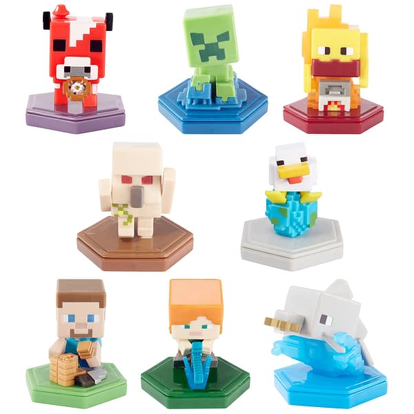 A series of Minecraft Earth figures that can be used in-game, courtesy of Mattel.