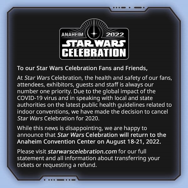 Star Wars Celebration Anaheim Has Officially Been Canceled