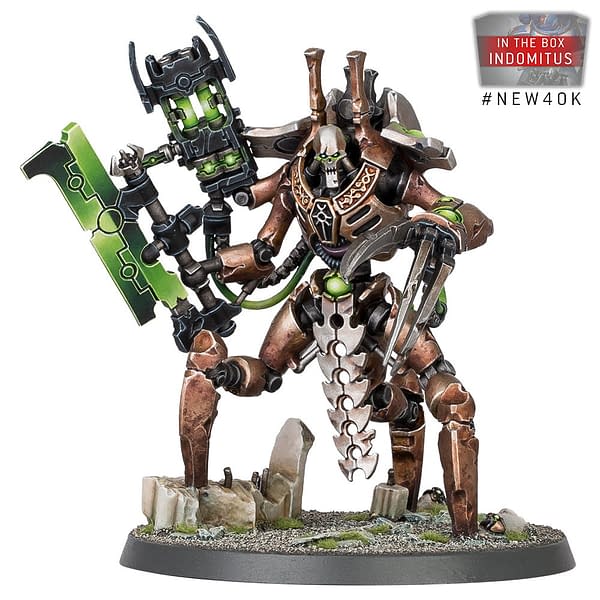 The Necron faction's Skorpekh Lord model, from the Indomitus boxed set for Warhammer 40,000 by Games Workshop.