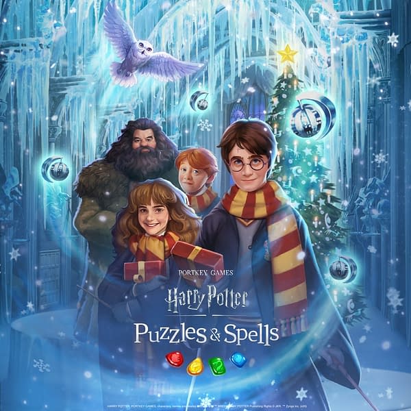 Hey, look! Its Harry Potter, and his friends, in the snow. Courtesy of Zynga.