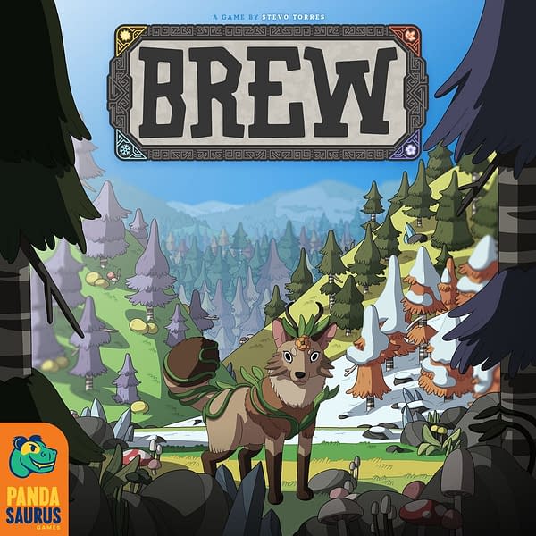 The breathtaking art from the box of Brew, a game by Pandsaurus Games that is now accepting preorders.