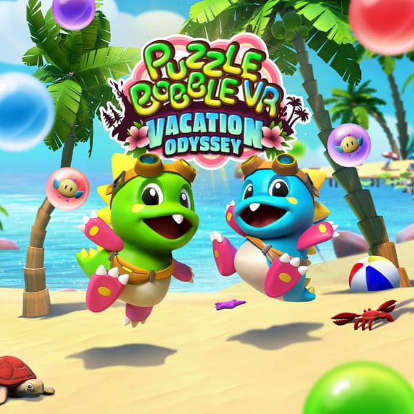 Your favorite Bubble Bobble characters solving puzzles in VR? Of course, it's a vacation! Courtesy of TAITO.
