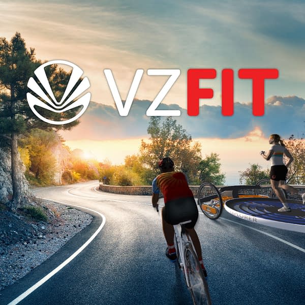Promotional key art for VZFit, a new virtual reality interface for the Oculus Quest 1 and 2.