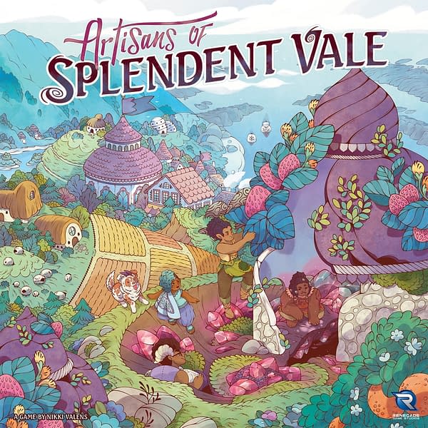 The beautiful key art for Artisans of Splendent Vale, a new cooperative adventure game by Renegade Game Studios. The Kickstarter campaign for this game will begin relatively soon.