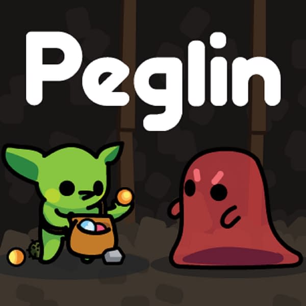 The cute, quirky key art for pachinko-style roguelike game Peglin, by independent game developer Red Nexus Games.