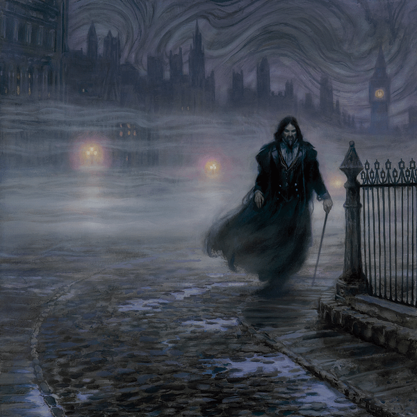 The full art for the Dracula Lands Secret Lair drop's copy of Plains. Illustrated by Donato Giancola for Magic: The Gathering.