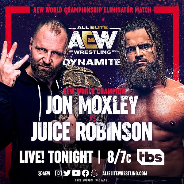 AEW Dynamite promo graphic for Jon Moxley vs. Juice Robinson for the AEW World Championship
