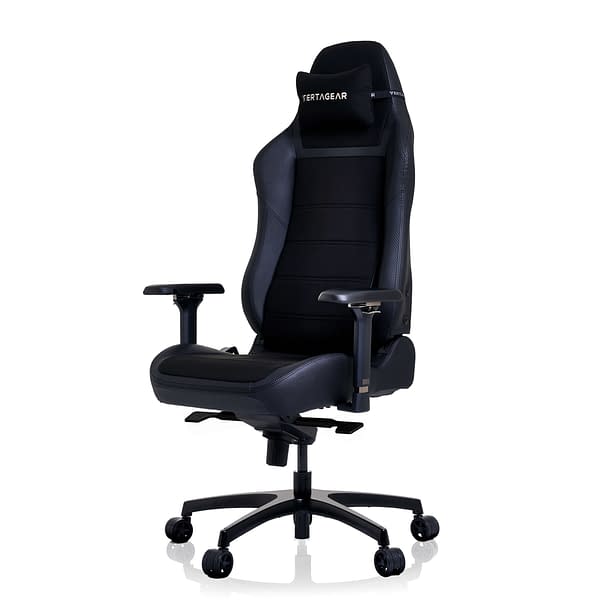 An angled shot of the Vertagear PL6800 gaming chair, shown here in Carbon Black style.